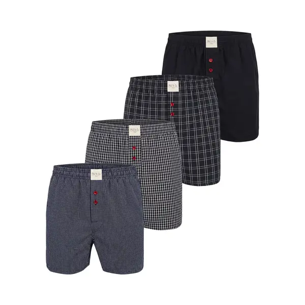 Phil & Co Heren Wijde Boxershorts Mulitpack 4-Pack Zwart - Maat L thumbnail