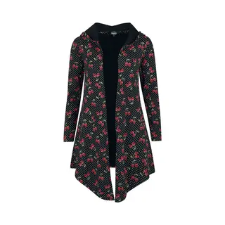 Rock Rebel By Emp Cardigan With Skull Cherries All-over Print Cardigan Black