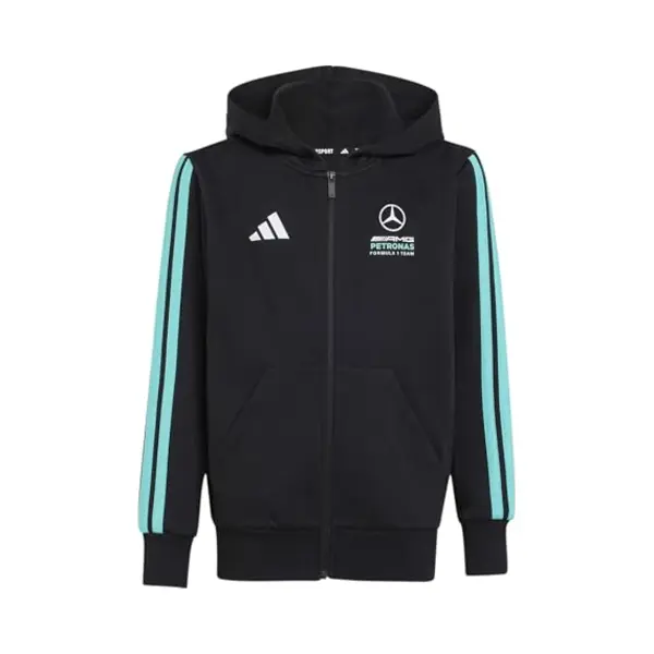 Adidas Unisex Kids Mercedes - Amg Petronas Formula 1 Team Dna Full Zip Hoody, Black/semi Mint Rush, 11-12 Years thumbnail