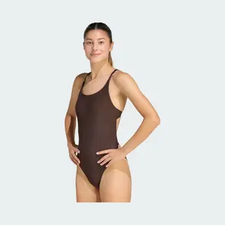 Adidas Sportswear Iconisea Geribbeld Badpak Met Cups En Dunne Bandjes - Dames - Bruin