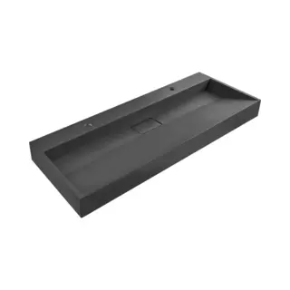 Beliani Wall Hung Double Basin Quenko 1200 X 460 Mm Mineral Cast Black