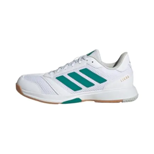 Adidas Men's Ligra 8 Mens Indoor Shoes, Ftwr White/Equipment Green/Grey One, 7 Uk thumbnail