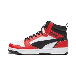 Puma Unisex Adults Rebound V6 Sneakers, Puma White-Puma Black-For All Time Red, 6.5 Uk