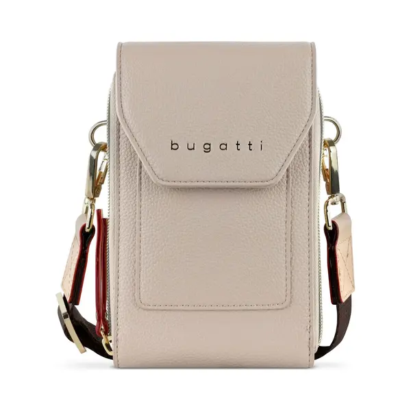 Bugatti Ella Schouderportemonnee Voor Dames Met Smartphonevak, Portemonnee Van Kunstleer, Beige thumbnail