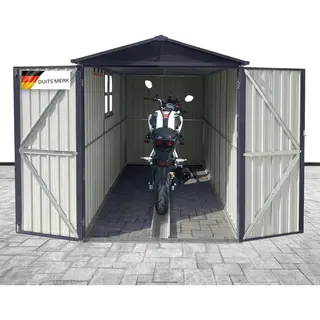 Albatros International Albatros Premium Motorgarage - Gegalvaniseerd Metaal In Antraciet (Ral 7016)| 169x296x191cm | Motoroverkapping | Weerbestendige Motorfietsgarage,