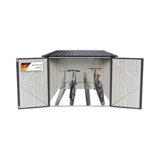 Albatros International Albatros Premium Fietsgarage - Gegalvaniseerd Metaal In Antraciet (Ral 7016) | 259x313x192cm | Voor Maximaal 4 Fietsen | Weerbestendige Fietsgarage,