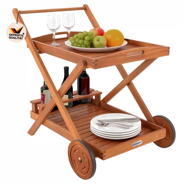 Casaria® Serveerwagen Met Wielen Acaciahout Fsc®-gecertificeerd thumbnail