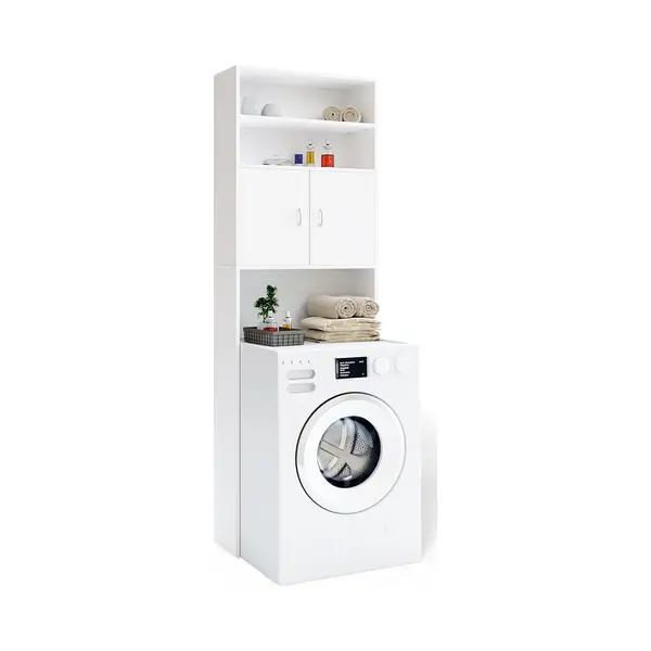 Casaria® Wasmachinekast Neapel Wit 185x63x20cm thumbnail
