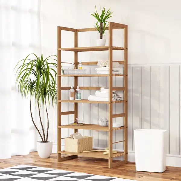 Casaria® Standing Shelf Öland Wood 136x58x27cm 5 Shelves thumbnail