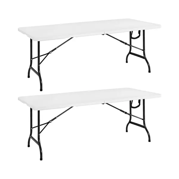 Casaria® Gartentisch 2er-Set Weiß Kunststoff 183x76x74cm Klappbar thumbnail