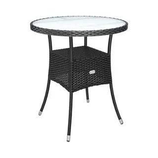 Casaria Bijzettafel - Rond 60cm Weerbestendig Polyrattan - Zwart