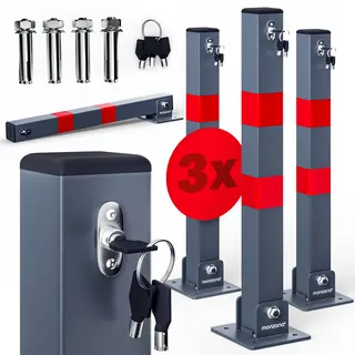 monzana® Parkeerslagboom 3 Stuks Incl Sleutel