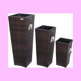 Casaria® Polyrattan Bloempot Set Van 3 Bruin