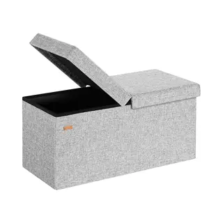 Casaria® Bank Lichtgrijs 80x40x40cm Met Opbergvak Opvouwbaar
