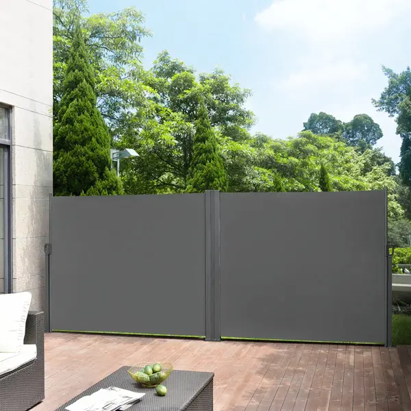pro.tec Dubbele Oprolbare Windscherm 1, 8x6 M Grijs thumbnail