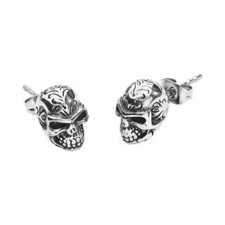 EtNox - Gothic Oorstekerset - Tattoo Skull - Zilverkleurig