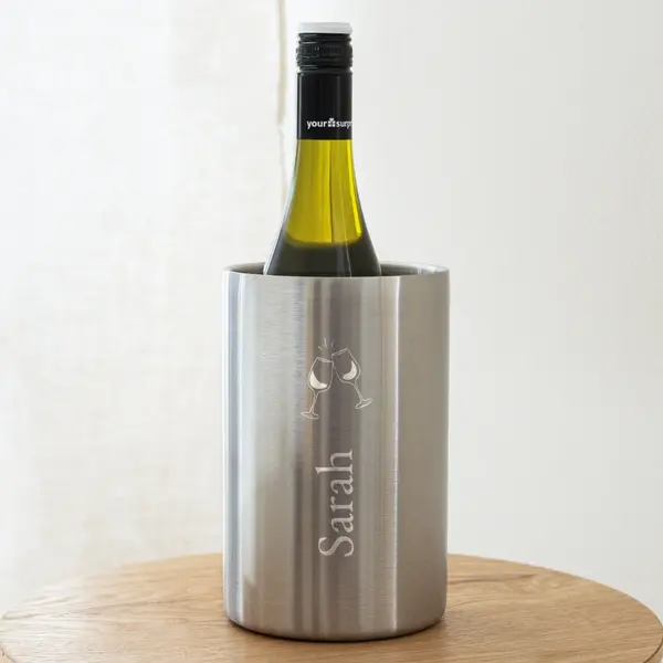 your surprise Personalised Engraved Stainless Steel Bottle Cooler – Gift For Birthday, Wedding Or Jubilee, Laser Engraved Champagne And Wine Bucket With Name And thumbnail