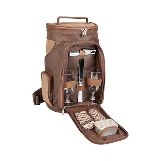 Brubaker Picknicktas - Koeltas Voor 2 Flessen Wijn/champagne Tot 1, 5 L - Gevoerde Wijnkoeltas - Picknickmand - Geïsoleerd - Rugtas - Met Handvat