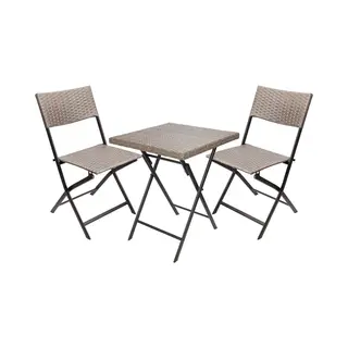 Brubaker Balkonset Toskana Mit Tisch Und 2 Stühlen - Wetterfest Klappbar Und Platzsparend - Polyrattan Balkonmöbel Set - Sitzgruppe Für Balkon