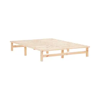 HOMESTYLE4U 1909 Houten Bed Palletbed, 140 X 200 Cm; Bedframe Met Lattenbodem, Naturel, Massief Grenen