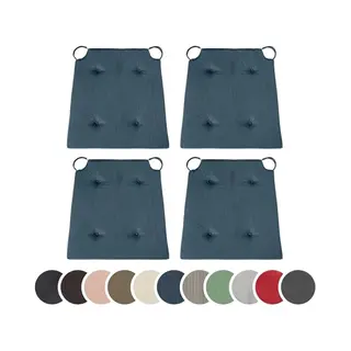 Sleepling 194582 Stoelkussens, 4 Stuks, Zitkussens, Voor Binnen En Buiten, 100% Katoen, Made In Eu, Maten, 42 (voor) 35 (achter) X 40 X 5 Cm,