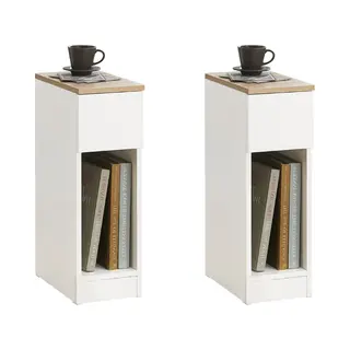 SoBuy Nachtkastjes - Bijzetkastjes - 1 Uitschuifbare Lade - Set Van 2 - Max. 20KG - 20 X 35 X 60 Cm