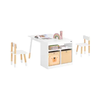Sobuy Children Table And 2 Chairs Kids Desk Chair Set, kmb113-w