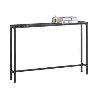 SoBuy Consoletafel, Zwart Marmerlook Blad – Smal Design Bijzettafel – Voor Entree/Woonkamer/Kantoor, 120x20x80 Cm – FSB19-Xl-Sch