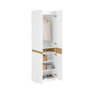 SoBuy KSB01-W Kledingkast, Voor Volwassenen, Slaapkamer, Kledingkast, Voor Slaapkamer, Woonkamer, Hal, 1 Kledingkast, 2 Deuren, 5 Vakken