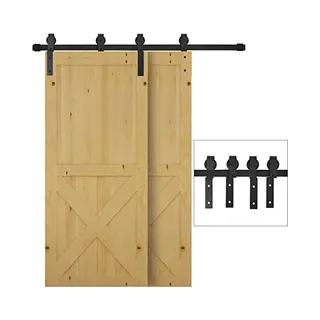 Homcom Schuifdeursysteem Looprail Schuifdeurbeslag Houten Schuifdeur 9 Zwarte Accessoires B81-028