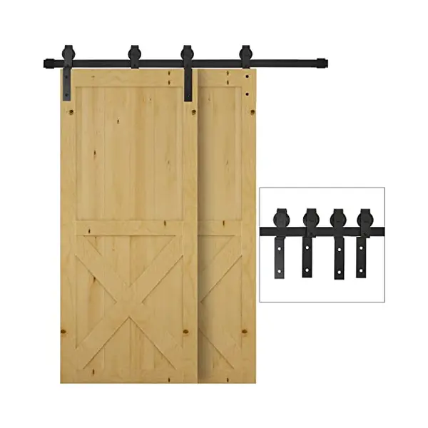 Homcom Schuifdeursysteem Looprail Schuifdeurbeslag Houten Schuifdeur 9 Zwarte Accessoires B81-028 thumbnail