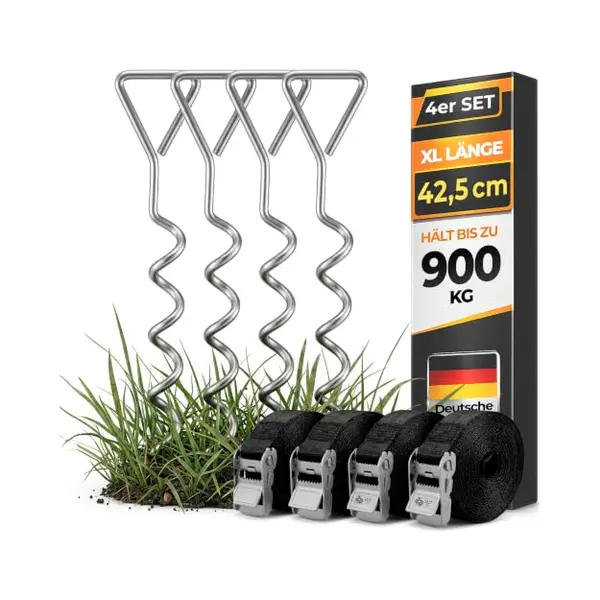 monzana® Grondanker 8-delig Staal 42, 5x8, 5cm Spanbanden thumbnail