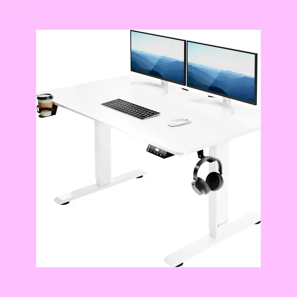 Casaria® Zit Sta Bureau Wit 110x60x73-118cm thumbnail
