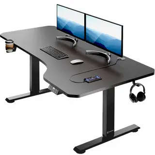 Casaria® Zit Sta Bureau Zwart 160x75x73-118cm