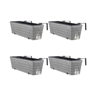 Casaria® Plantenbak Polyrotan 4 Stuks Grijs