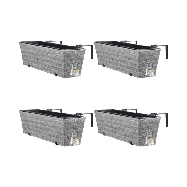 Casaria® Polyrattan Flower Boxes 4 Pcs Grey thumbnail