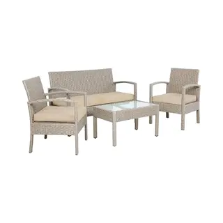 Casaria® Polyrotan Tuinset 4-delig Crème