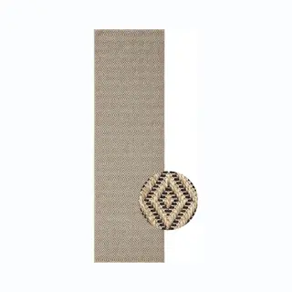 The Carpet Kansas – Robuust In- & Outdoor Vloerkleed – Weerbestendig & Slijtvast – Ruitpatroon – Naturel – 60 X 180 Cm