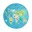 blauw met wereldprint