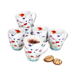 MamboCat Set Van 6 Marie Porseleinen Koffiemokken Handvat 6 Personen