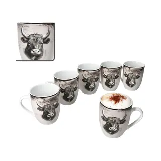 MamboCat Set Van 6 Toro Koffiemokken Voor 6 Personen, Van Porselein