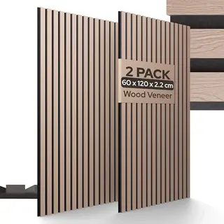 Arebos Akoestisch Paneel 120 X 60 Cm Lamellenwand Houtlook Wand Geluidsisolatie