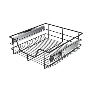 Kesser® Teleskopschublade 50cm Schrankbreite Verchromt Aus Edelstahl Schubladeneinsatz Für Küchenschrank Korbauszug Schrankauszug, Schwarz