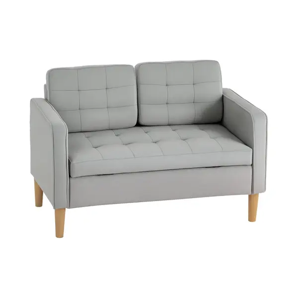 Homcom 2-Sitzer Couch Mit Stauraum, Holzbeine, Polstersofa 1 Teile, Für Wohnzimmer, Hellgrau thumbnail