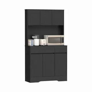 Homcom Keukenkast-Spaanplaat, Mdf-100L X 38B X 180H Cm-Zwart