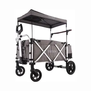 Fuxtec Super Cruiser Opvouwbare Bolderkar Fx-CTL900 Premium Grijs Met Dak – Inclusief Achtertas Met Schoenenvak, Comfort Duwstang & 5-Puntsgordel