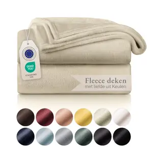 Blumtal Fleecedeken, 130 X 150 Cm, Beige, Oeko-Tex®-gecertificeerd, Deken Voor Zetel, Knuffeldeken, Fleecedeken, Dik, Pluizig, Zacht, Warm, Hoge