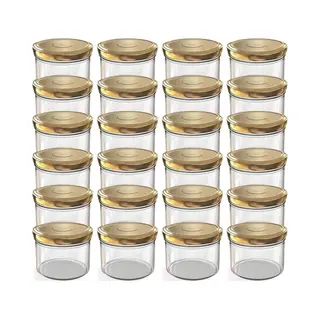 Oputec 24x 230ml Inmaakpotten / Voorraadpotten To Ø 82 Mm– Glazen Jampotten – Metalen Schroefdeksel Goud – Conservenpotten
