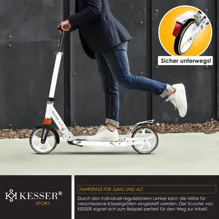 Kesser® Stuntstep Voor Volwassenen En Kinderen - Step Opvouwbaar En Verstelbaar In Hoogte - Kinderstep Aluminium - Wit