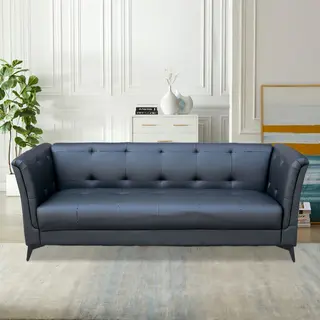 Happy Home 3-Sitzer Sofa In Lederoptik, Ca. 213 X 88 X 80 Cm - Schwarz